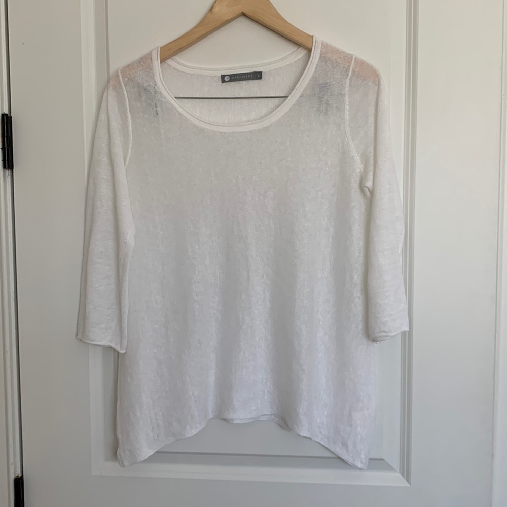 InCashmere Women’s Linen Tunic Top White S